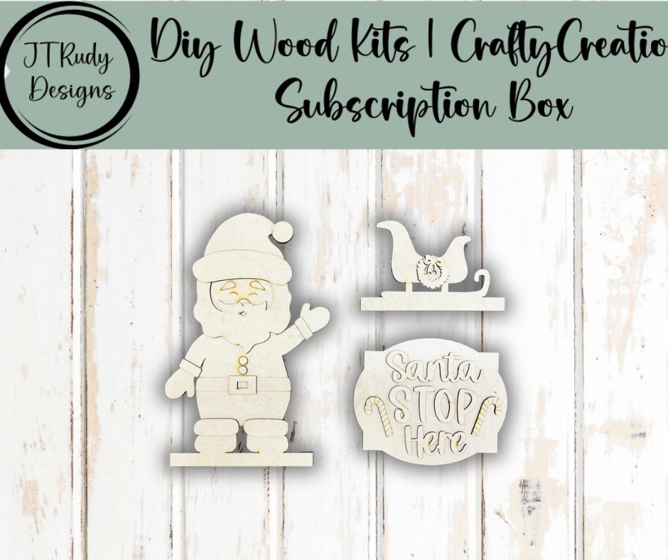 Santa Stop Here Porch Add-On Kit | Waving Santa Sleigh & Candy Canes | DIY Interchangeable Christmas Porch Sign | Holiday Wood Decor