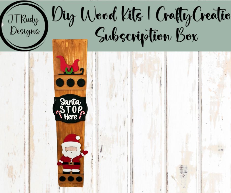 Santa Stop Here Porch Add-On Kit | Waving Santa Sleigh & Candy Canes | DIY Interchangeable Christmas Porch Sign | Holiday Wood Decor