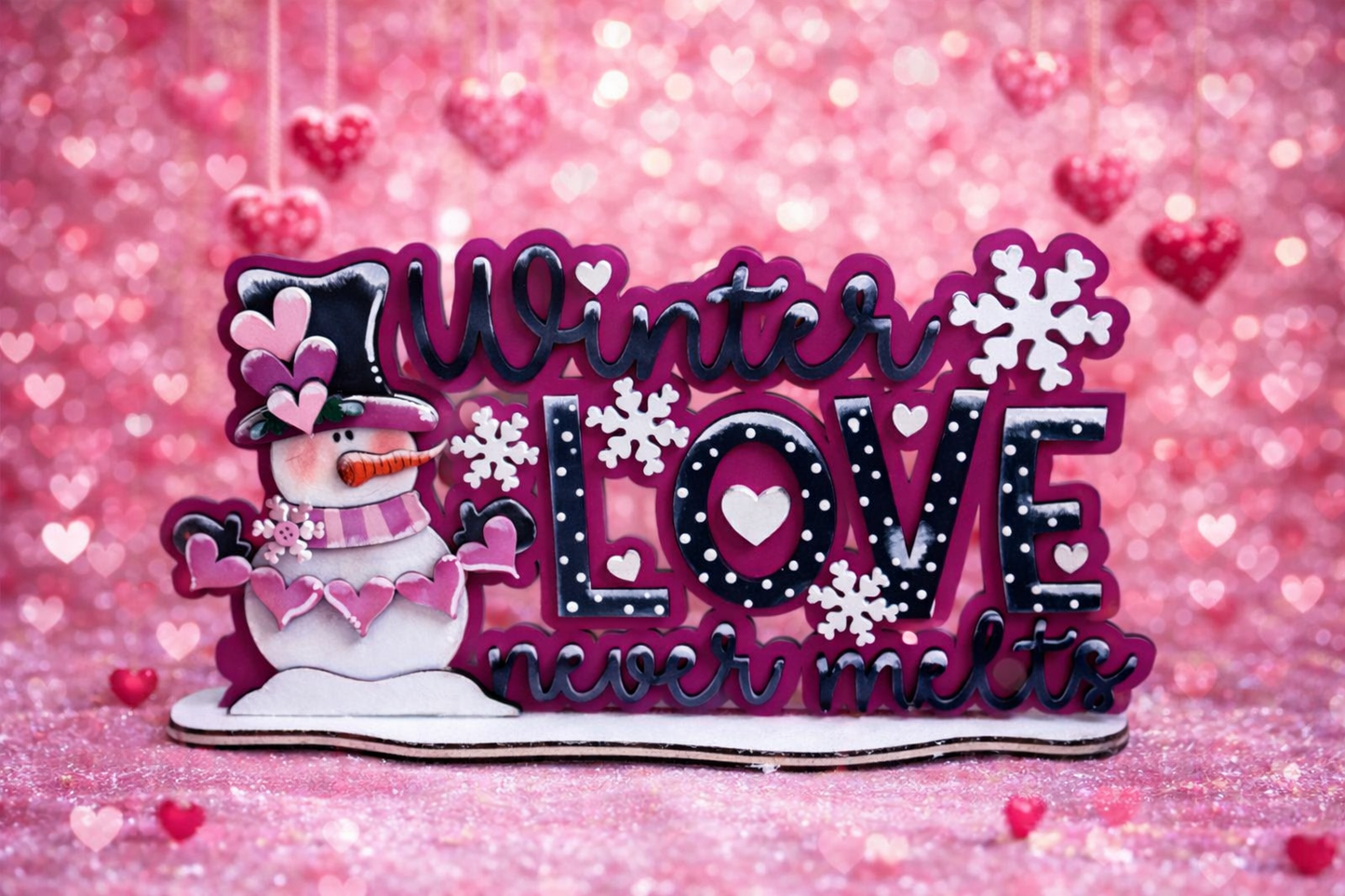 Winter Love Never Melts – Unfinished Wood Kit ❄️❤️⛄