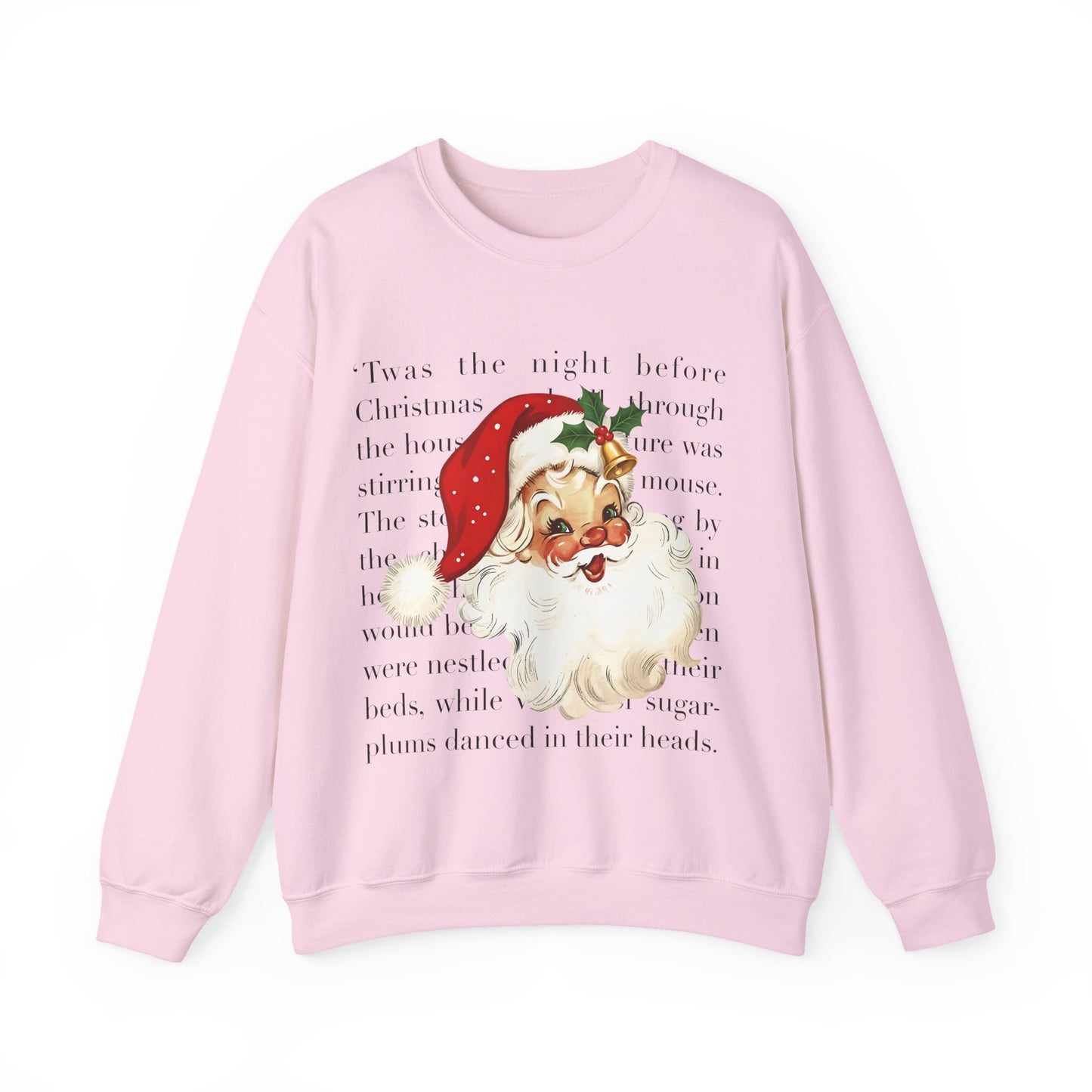 Santa Face Crewneck Sweatshirt — Vintage Christmas 'Twas the Night' Holiday Sweater