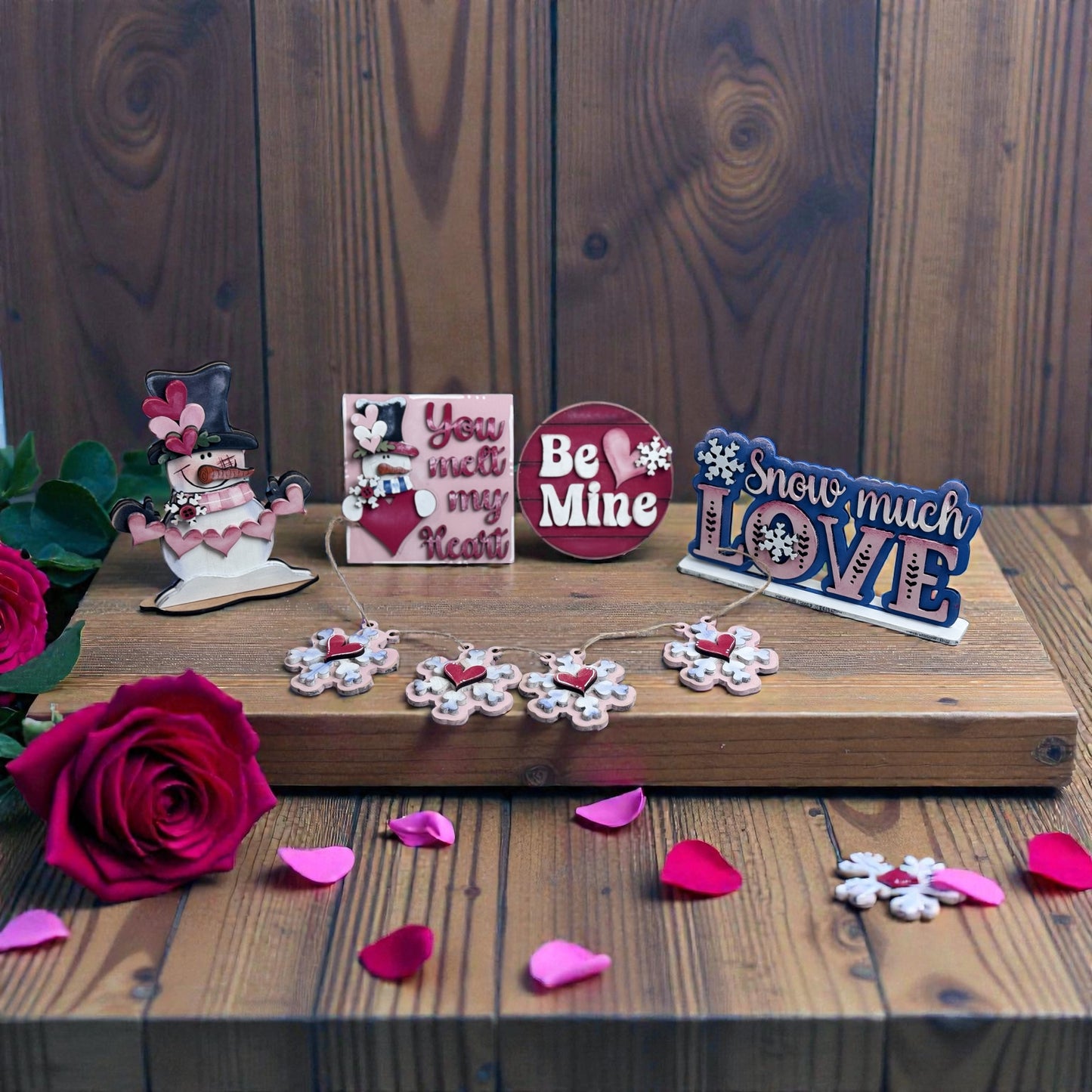 Valentine Snowman Tier Tray – Unfinished Wood Kit ❤️⛄